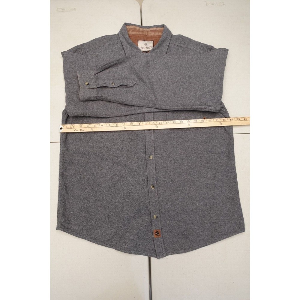 Legendary Whitetails Flannel Shirt Solid Grey One Pocket Adult Size XL - Picture 6 of 6